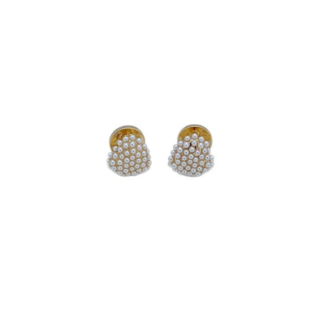 Tory Burch Gold Plated Mini Bead Heart Stud Earrings Pair
